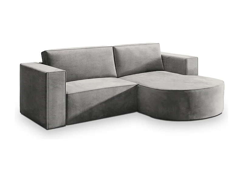 Canapé d'angle SORELA Gris clair en velours avec fonction de couchage