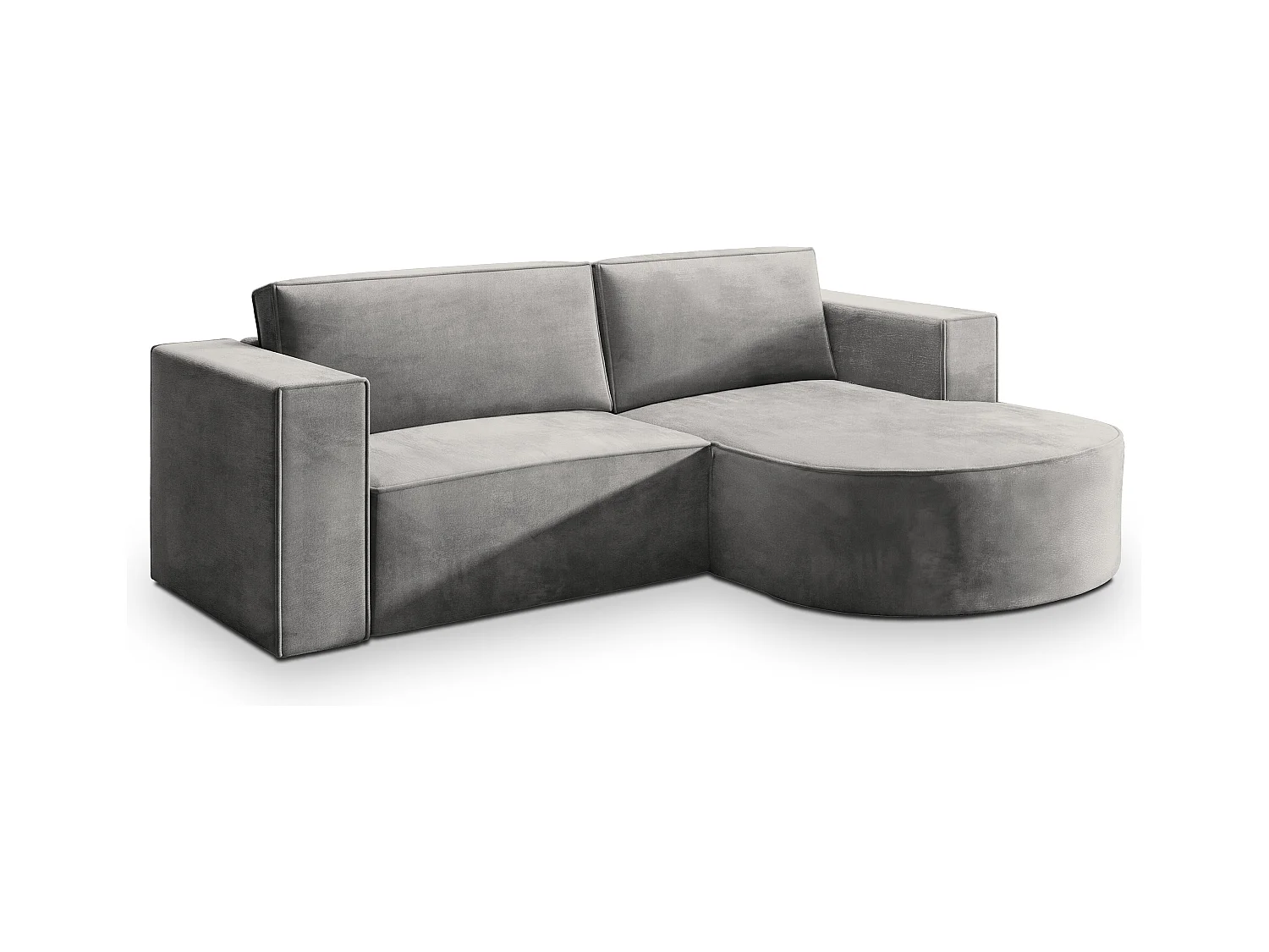 Canapé d'angle SORELA Gris clair en velours avec fonction de couchage