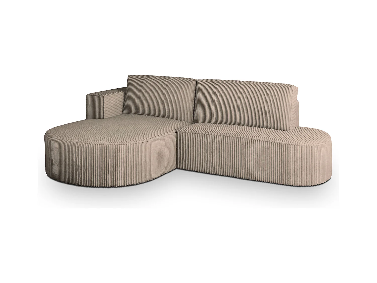Canapé d'angle CORTIO Beige en velours côtelé avec fonction de couchage