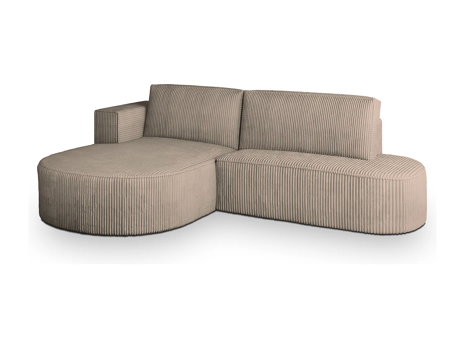 Canapé d'angle CORTIO Beige en velours côtelé avec fonction de couchage