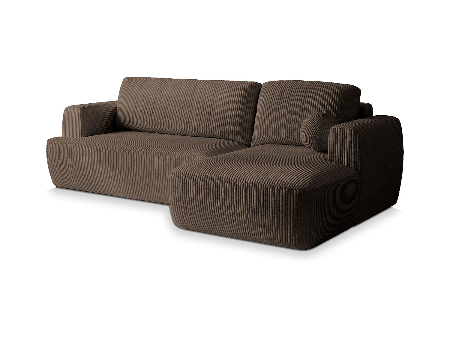 Canapé d'angle SENTI Marron en velours côtelé avec fonction de couchage