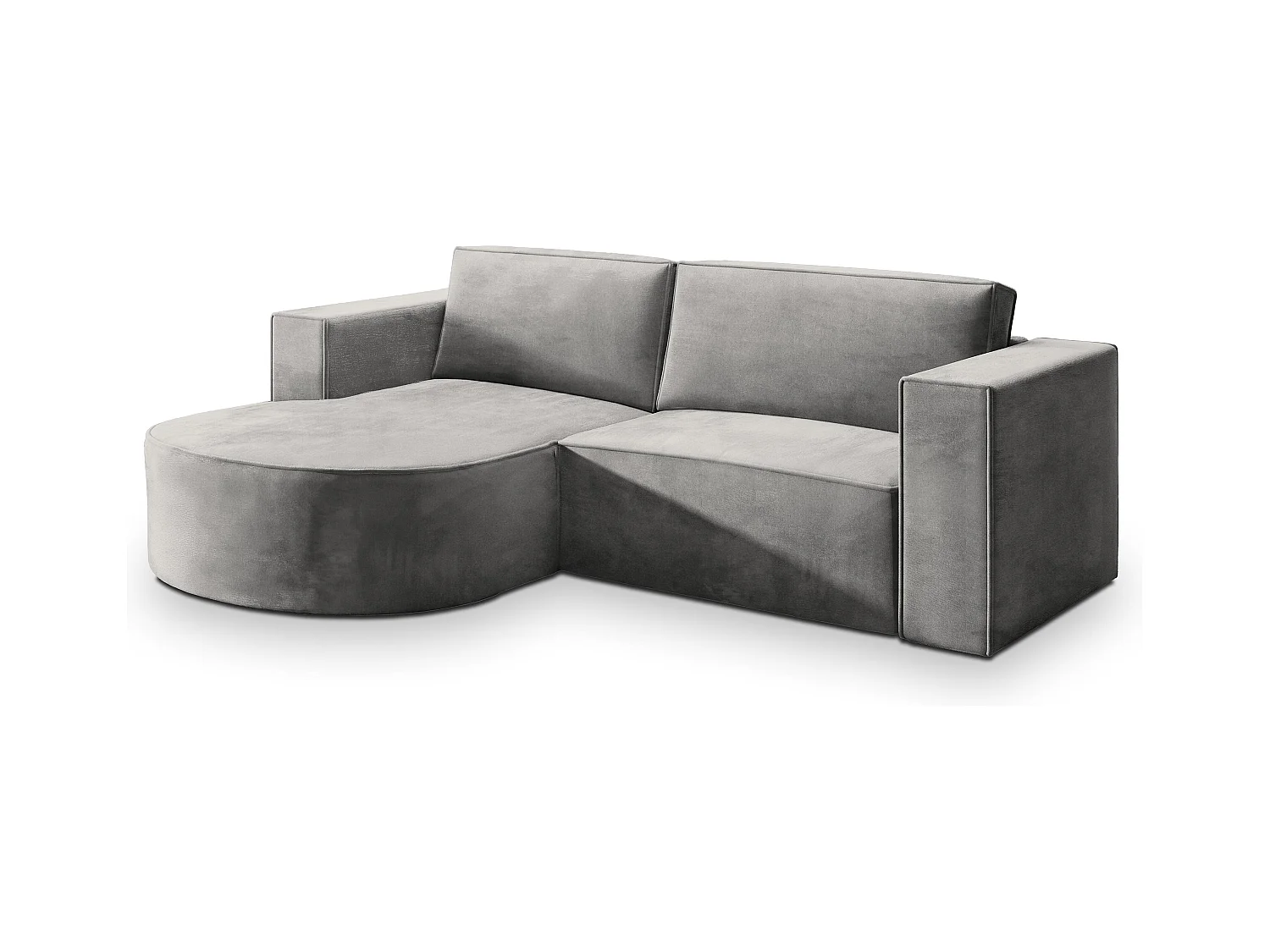 Canapé d'angle SORELA Gris clair en velours avec fonction de couchage