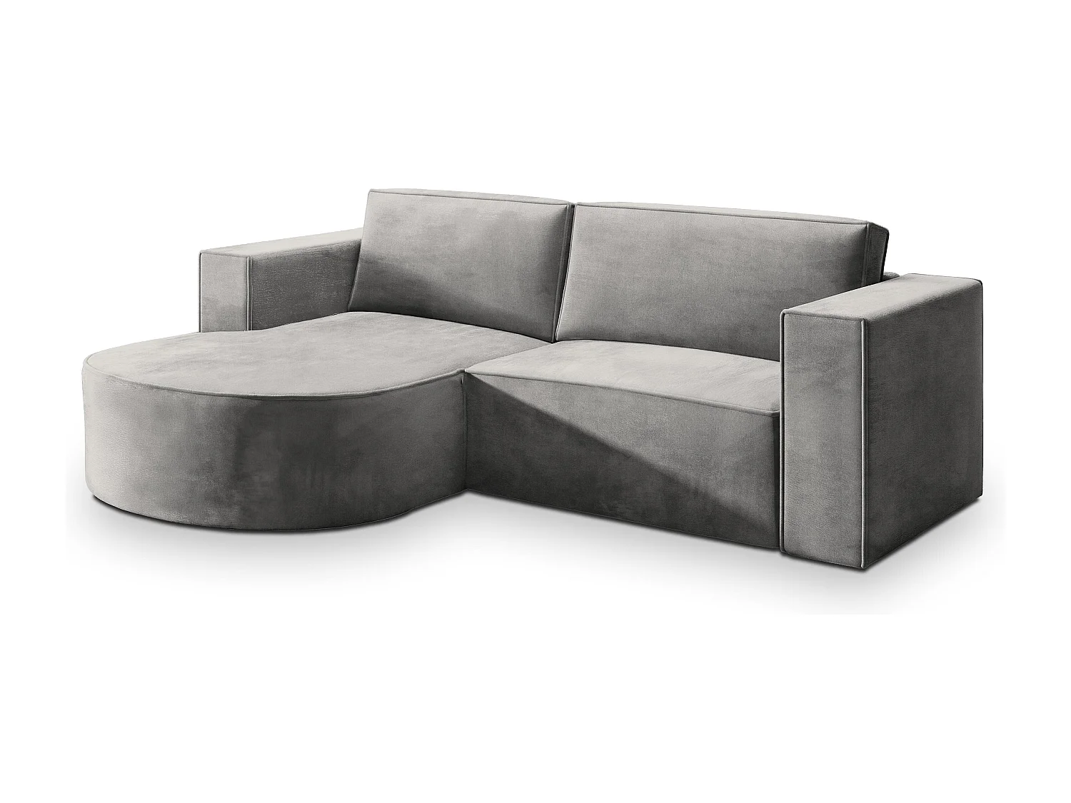 Canapé d'angle SORELA Gris clair en velours avec fonction de couchage