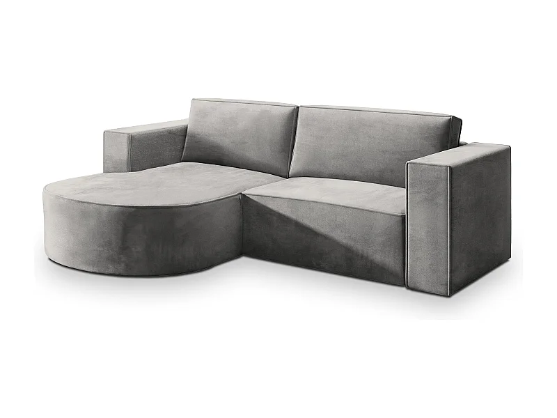 Canapé d'angle SORELA Gris clair en velours avec fonction de couchage
