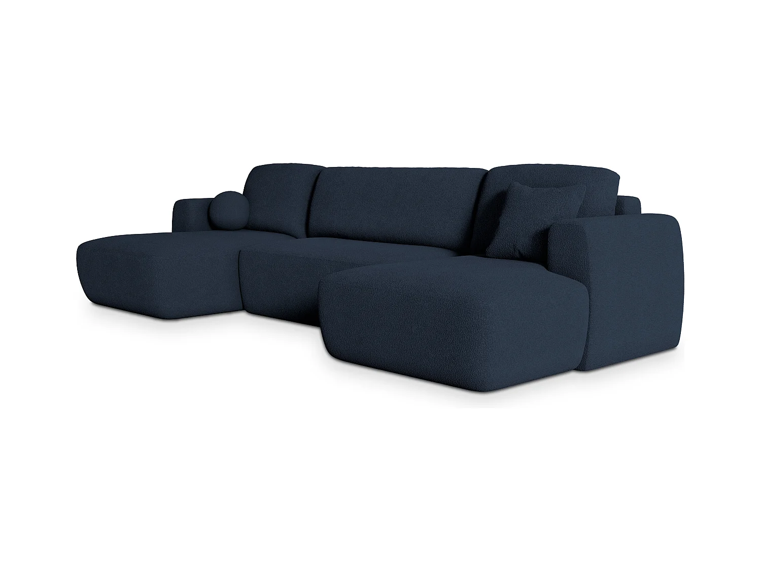 Canapé d'angle SENTUM Bleu en bouclé avec fonction de couchage