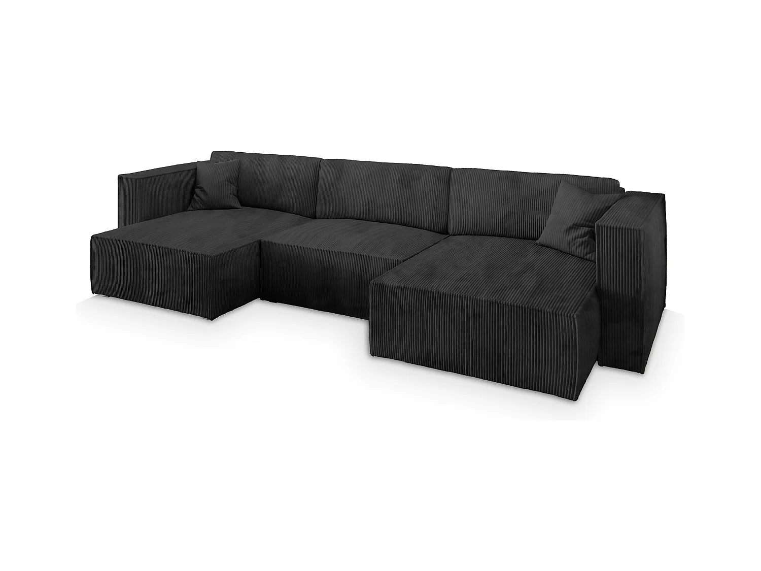 Canapé d'angle SARMO Noir en velours côtelé avec fonction de couchage