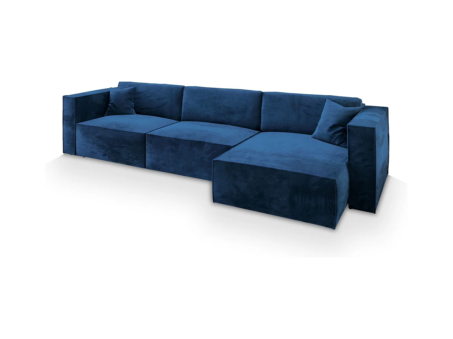 Canapé d'angle TOLMO Bleu en velours avec fonction de couchage