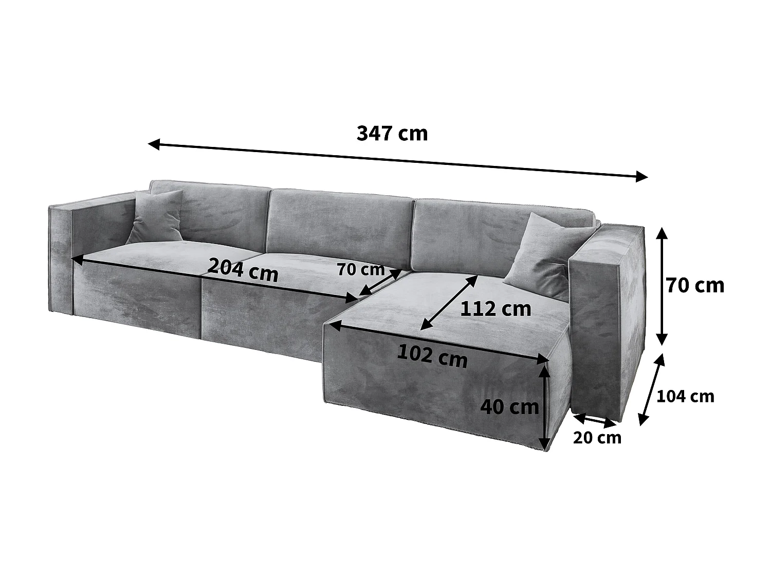 Canapé d'angle TOLMO Bleu en velours avec fonction de couchage