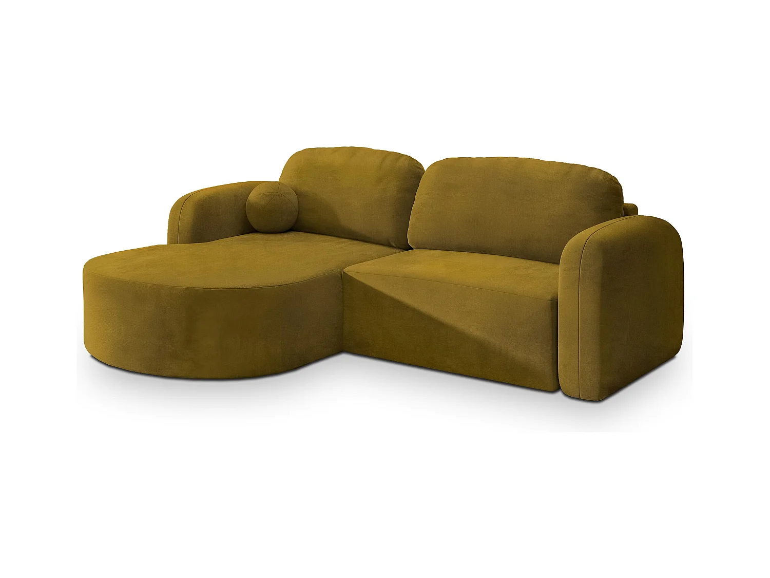 Canapé d'angle AMILIA Jaune en velours avec fonction de couchage