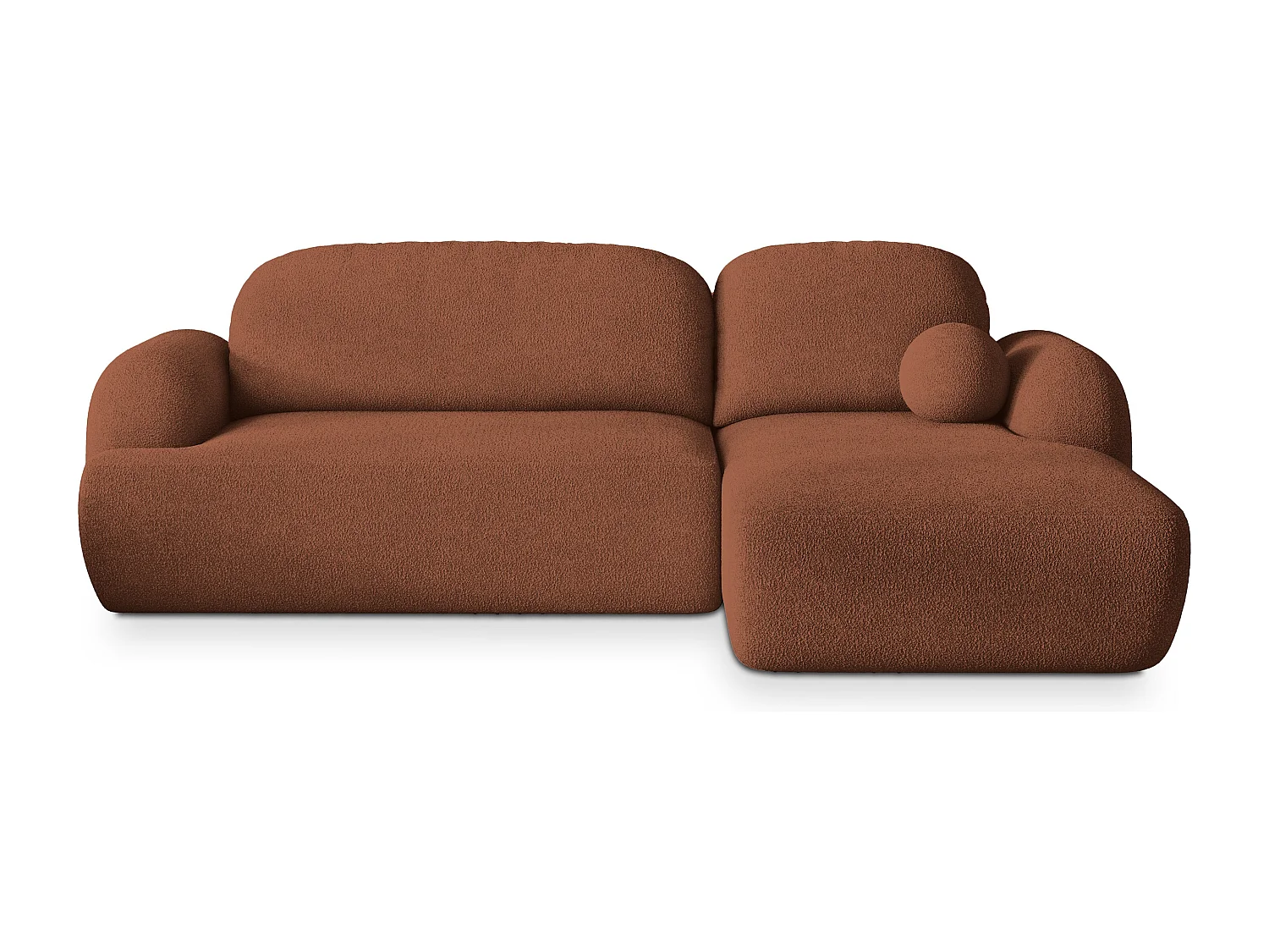 Canapé d'angle MODENZA Terracotta en bouclé avec fonction de couchage