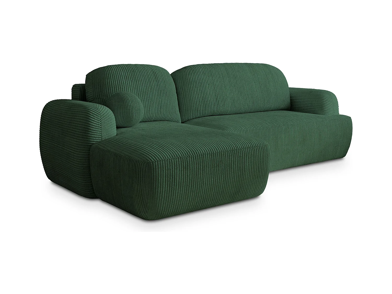 Canapé d'angle MODENZA Vert en velours côtelé avec fonction de couchage