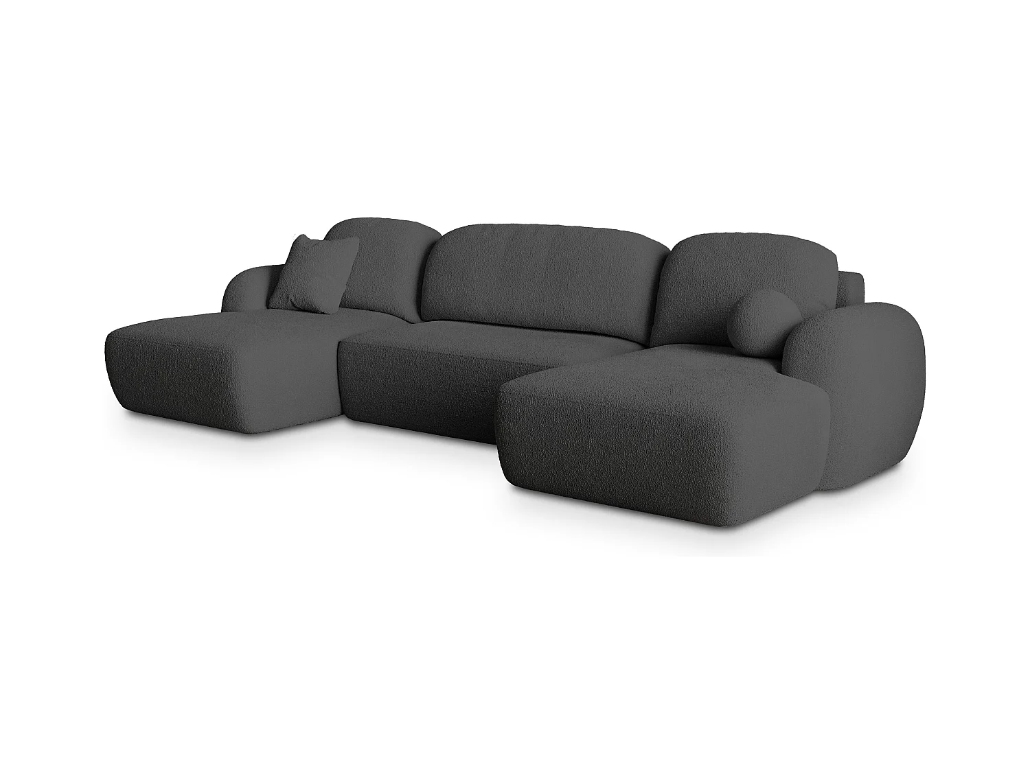 Canapé d'angle SAVONA Gris en bouclé avec fonction de couchage