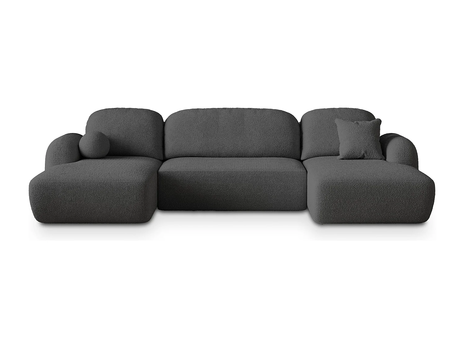 Canapé d'angle SAVONA Gris en bouclé avec fonction de couchage