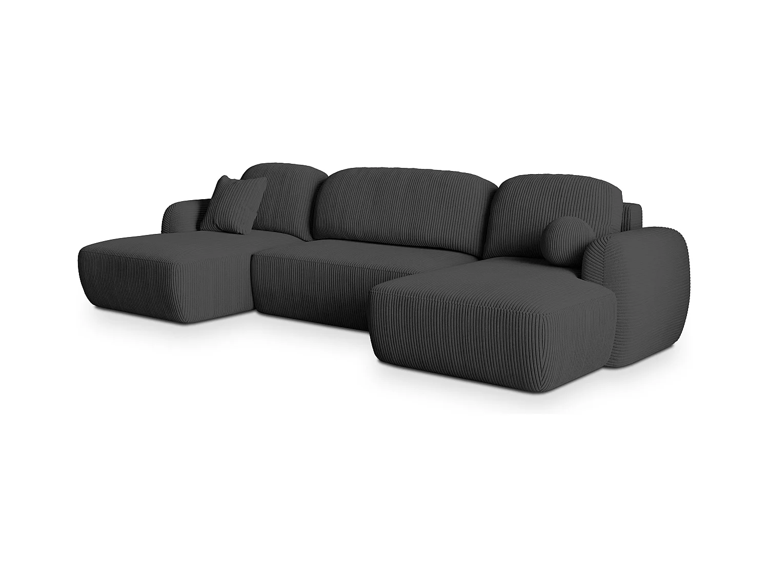 Canapé d'angle SAVONA Gris anthracite en velours côtelé avec fonction de couchage