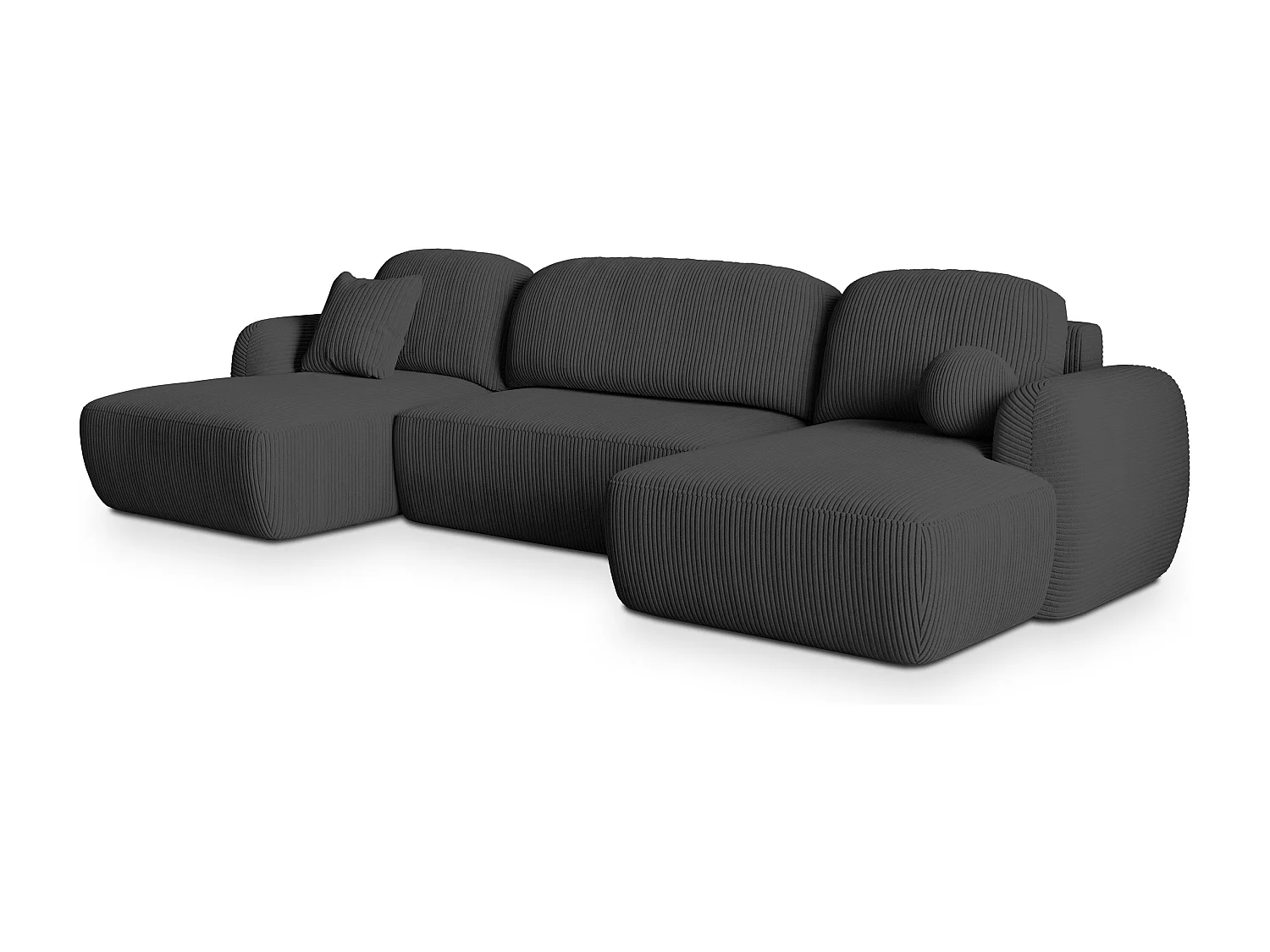 Canapé d'angle SAVONA Gris anthracite en velours côtelé avec fonction de couchage