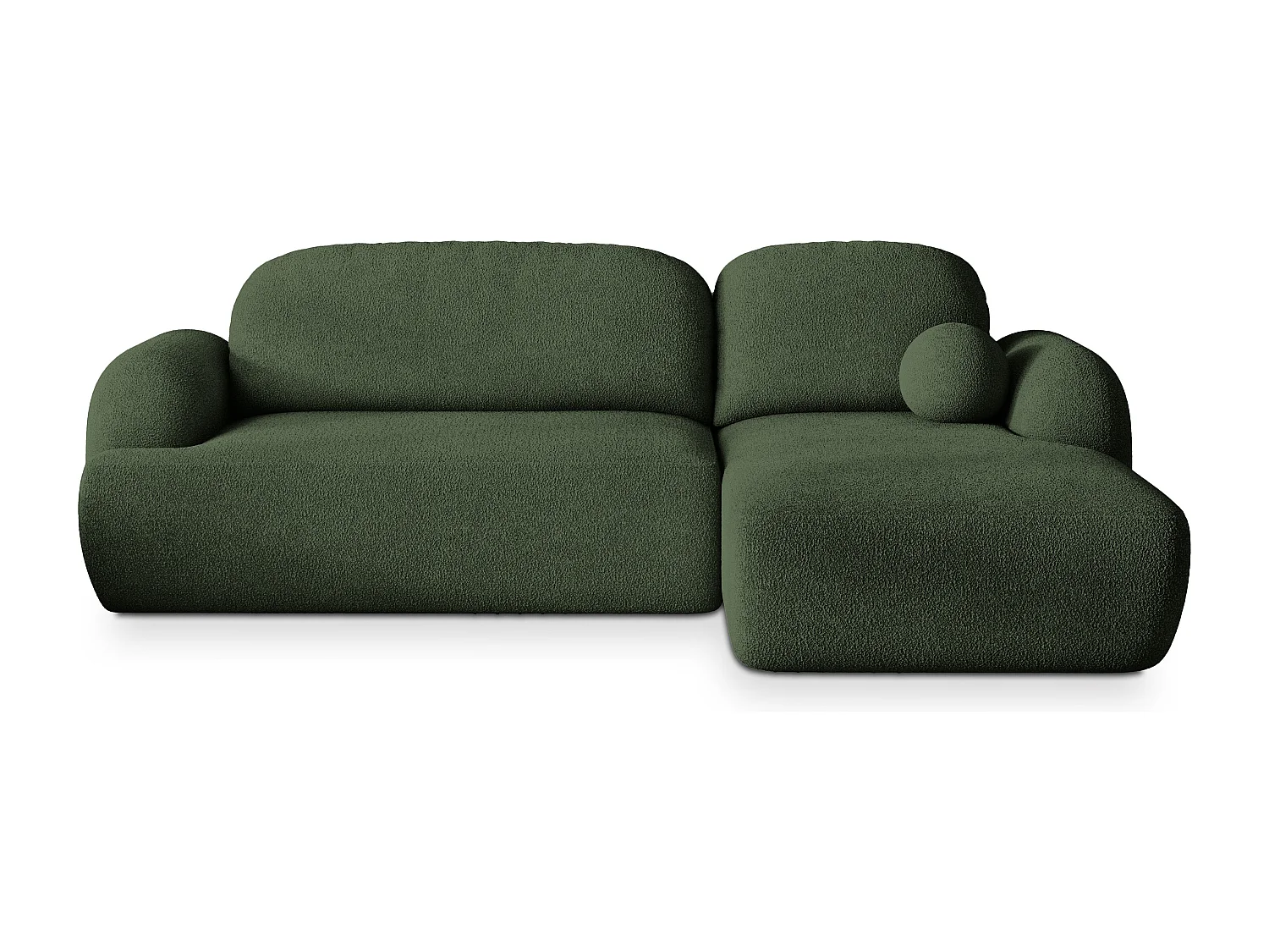 Canapé d'angle MODENZA Vert en bouclé avec fonction de couchage