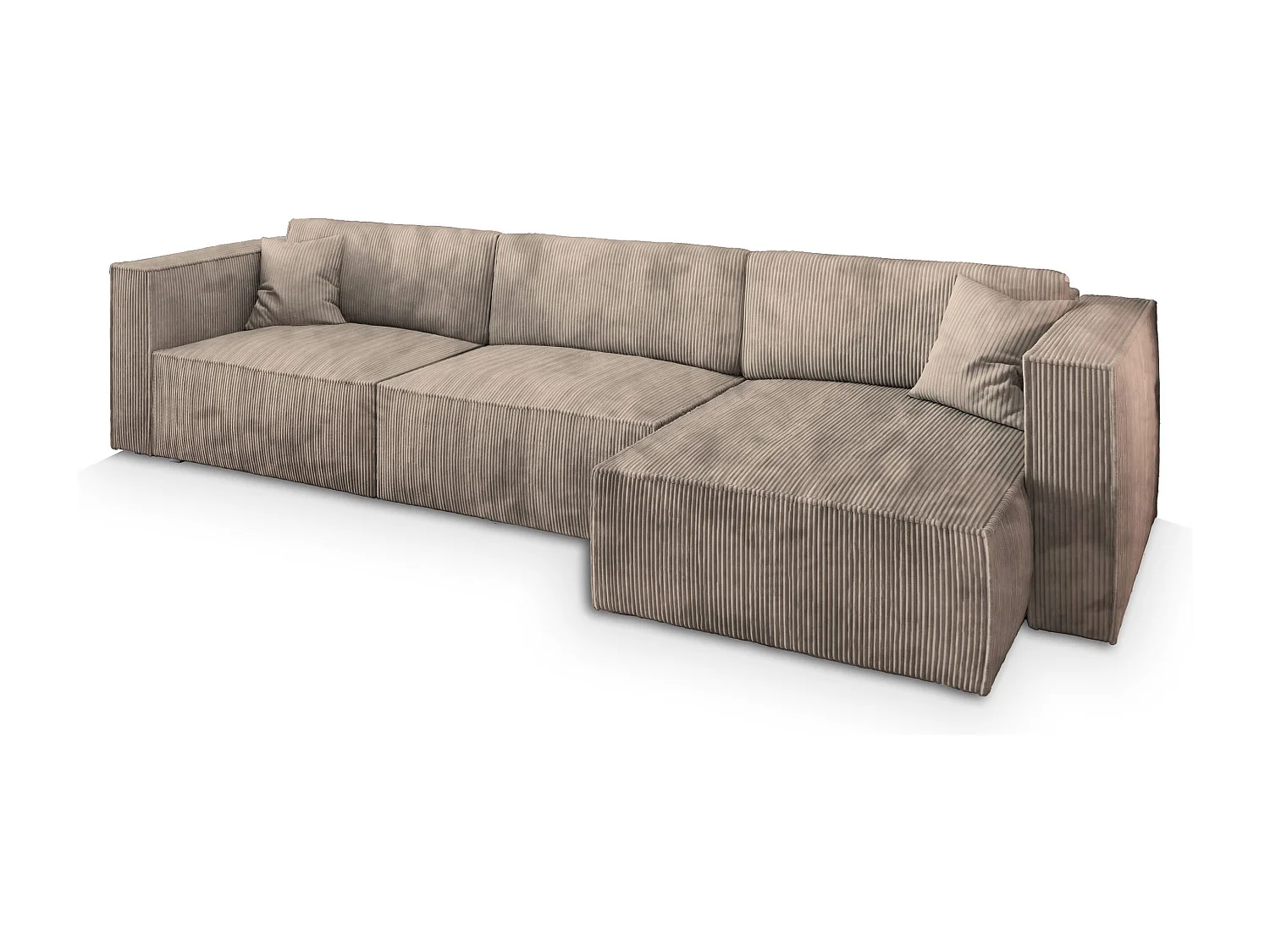 Canapé d'angle TOLMO Beige en velours côtelé avec fonction de couchage