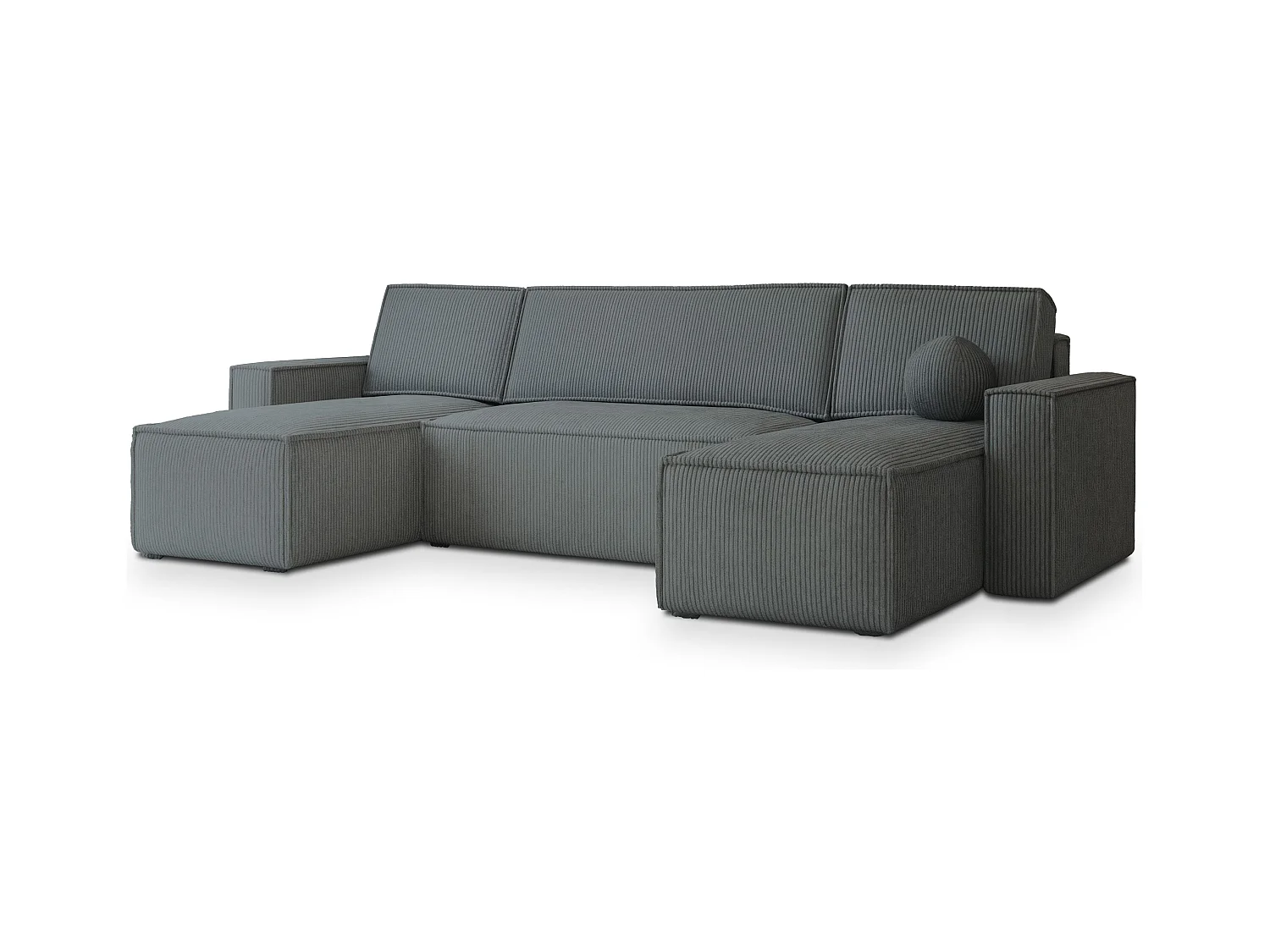 Canapé d'angle PESANO Gris en velours côtelé avec fonction de couchage
