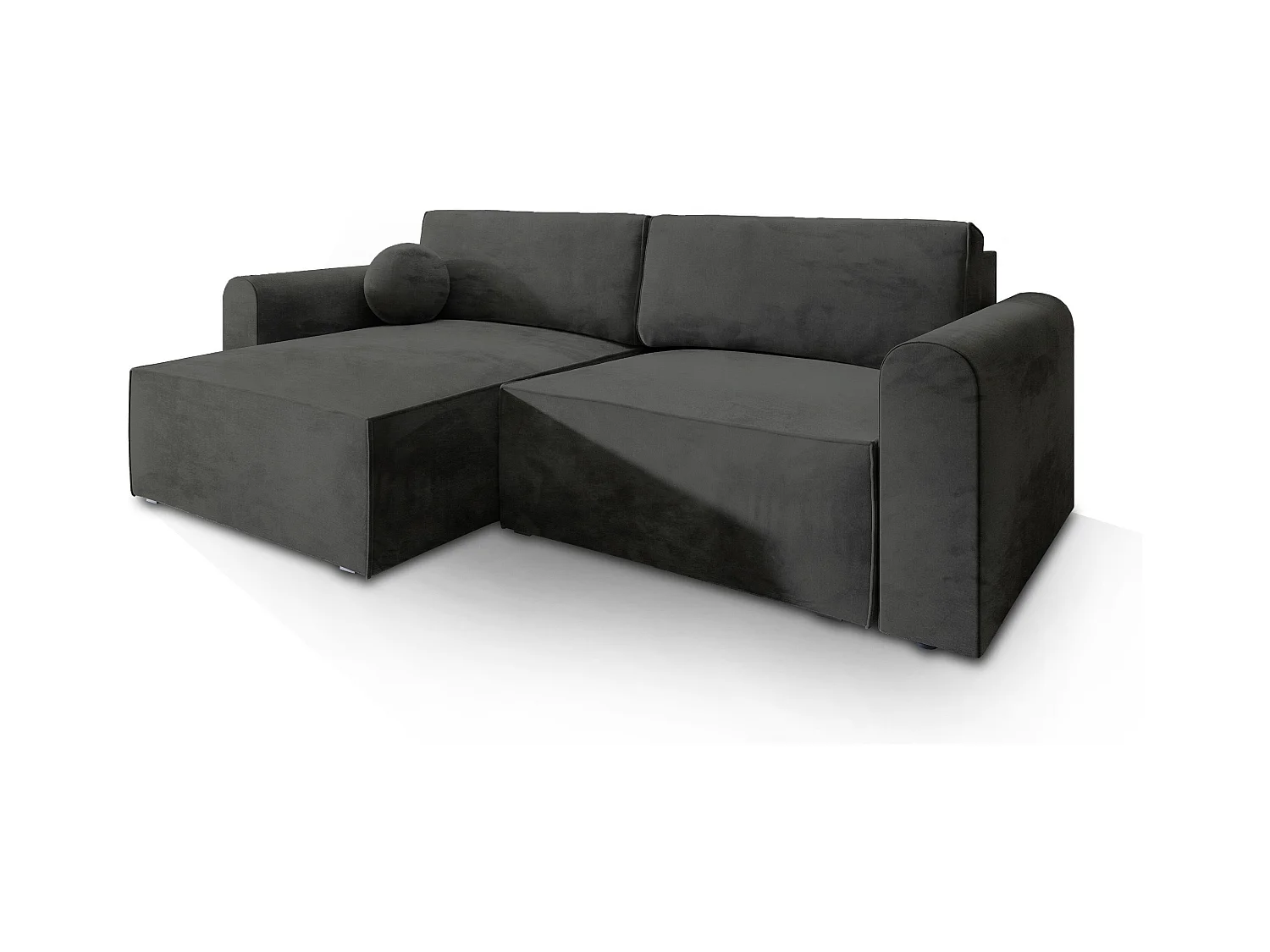 Canapé d'angle FIANO Noir en velours avec fonction de couchage