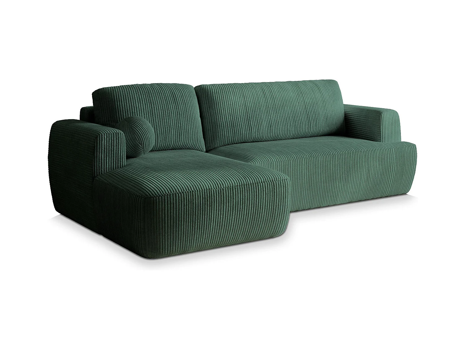 Canapé d'angle SENTI Vert en velours côtelé avec fonction de couchage