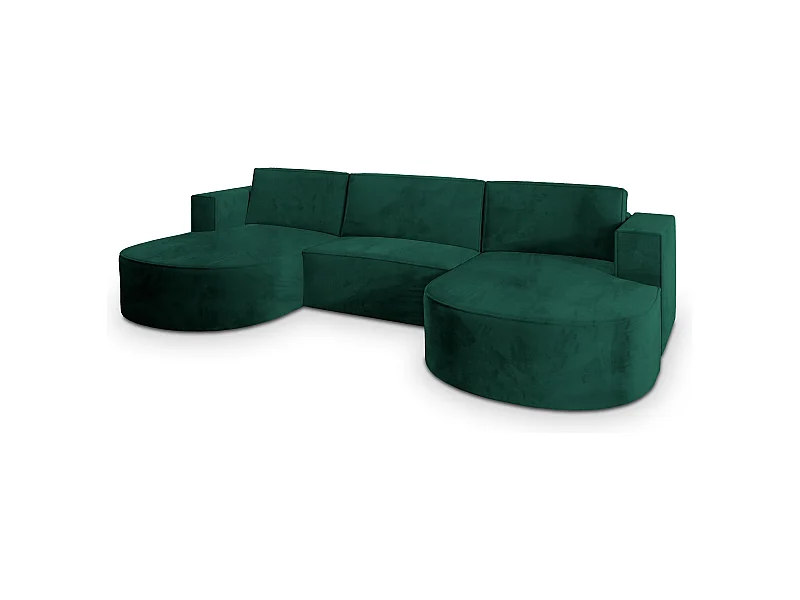 Canapé d'angle VEZZO Vert Sapin en velours avec fonction de couchage