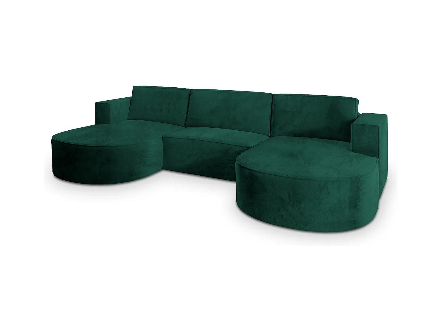 Canapé d'angle VEZZO Vert Sapin en velours avec fonction de couchage