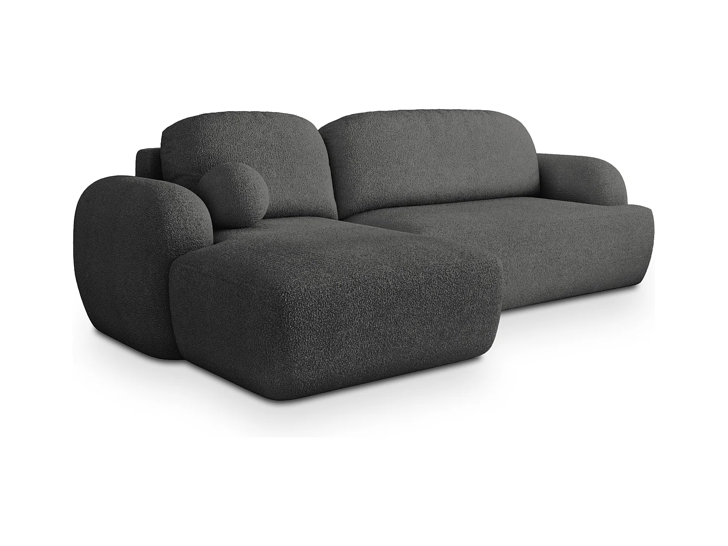 Canapé d'angle MODENZA Gris en bouclé avec fonction de couchage