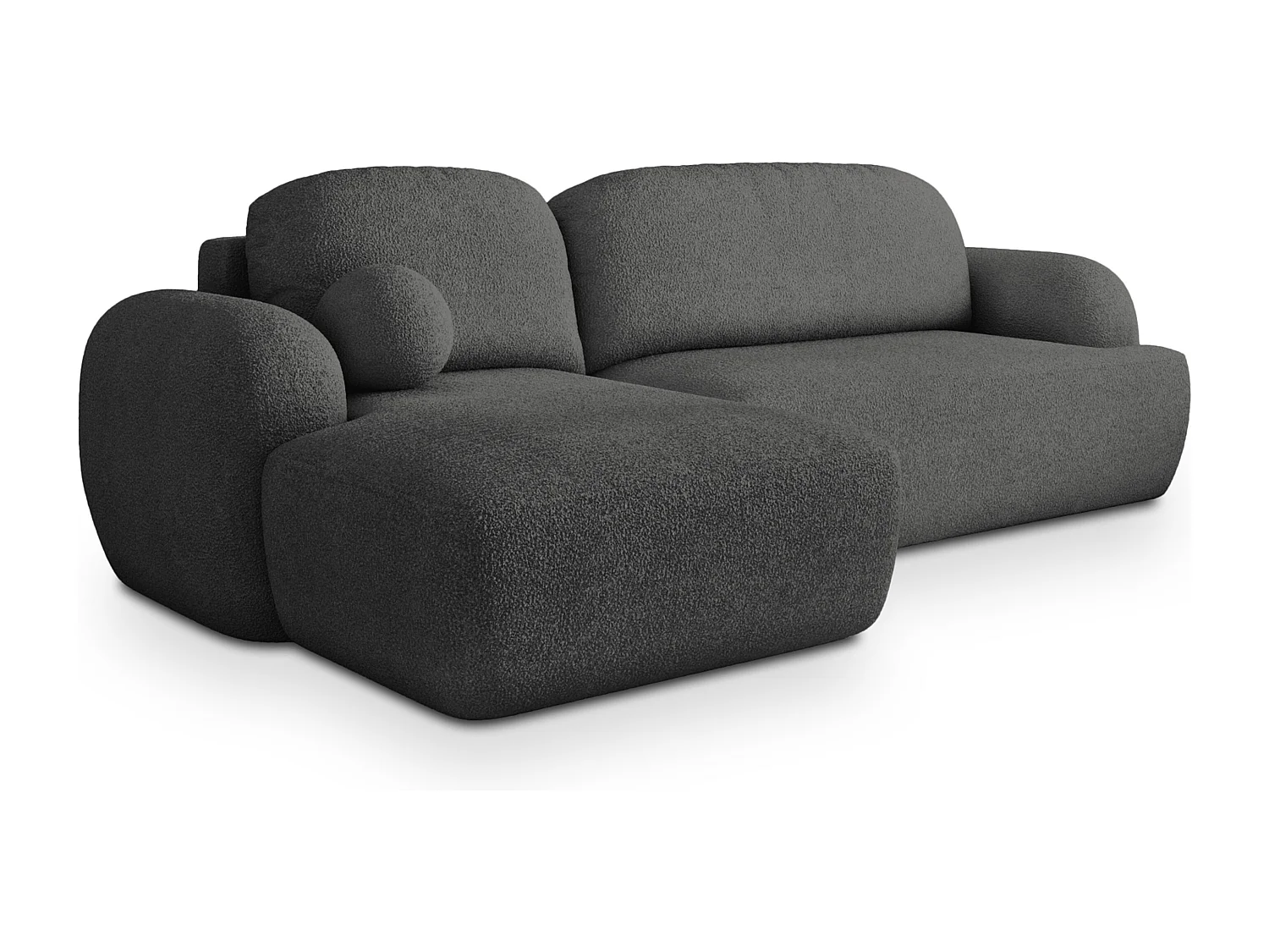 Canapé d'angle MODENZA Gris en bouclé avec fonction de couchage