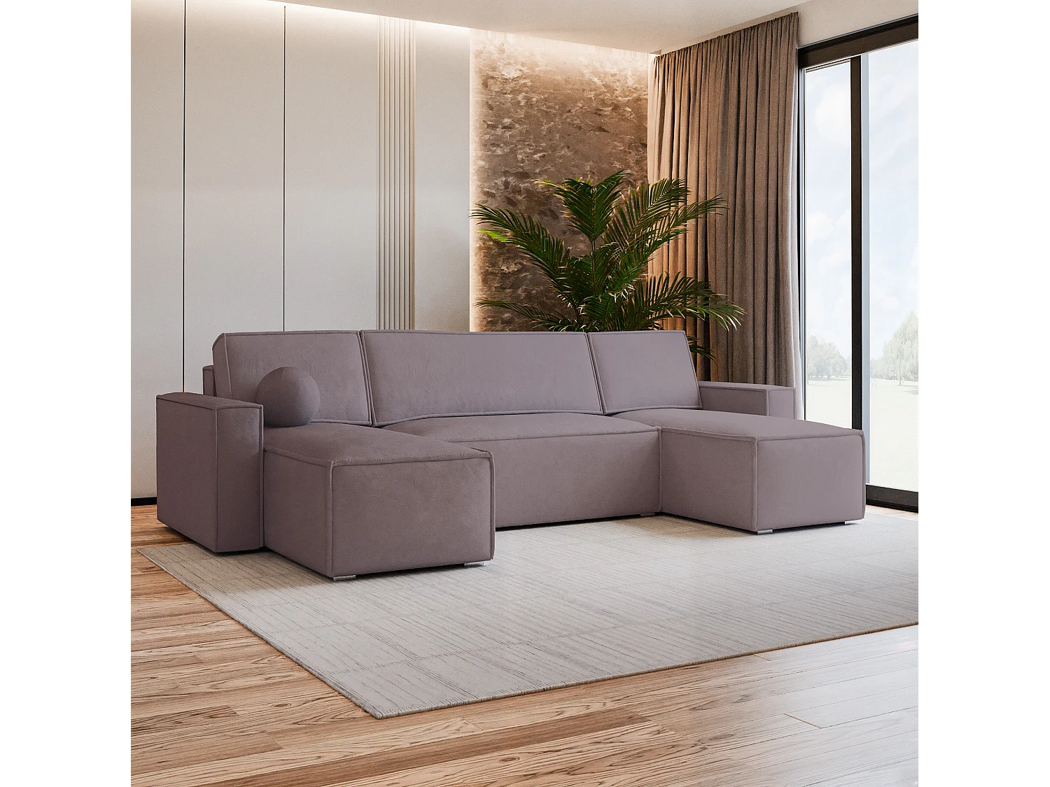 Canapé d'angle PESANO Parme en velours avec fonction de couchage