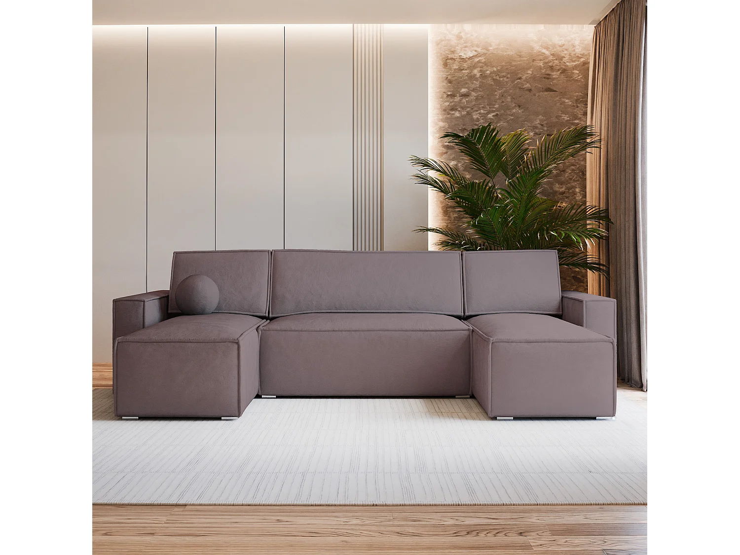 Canapé d'angle PESANO Parme en velours avec fonction de couchage