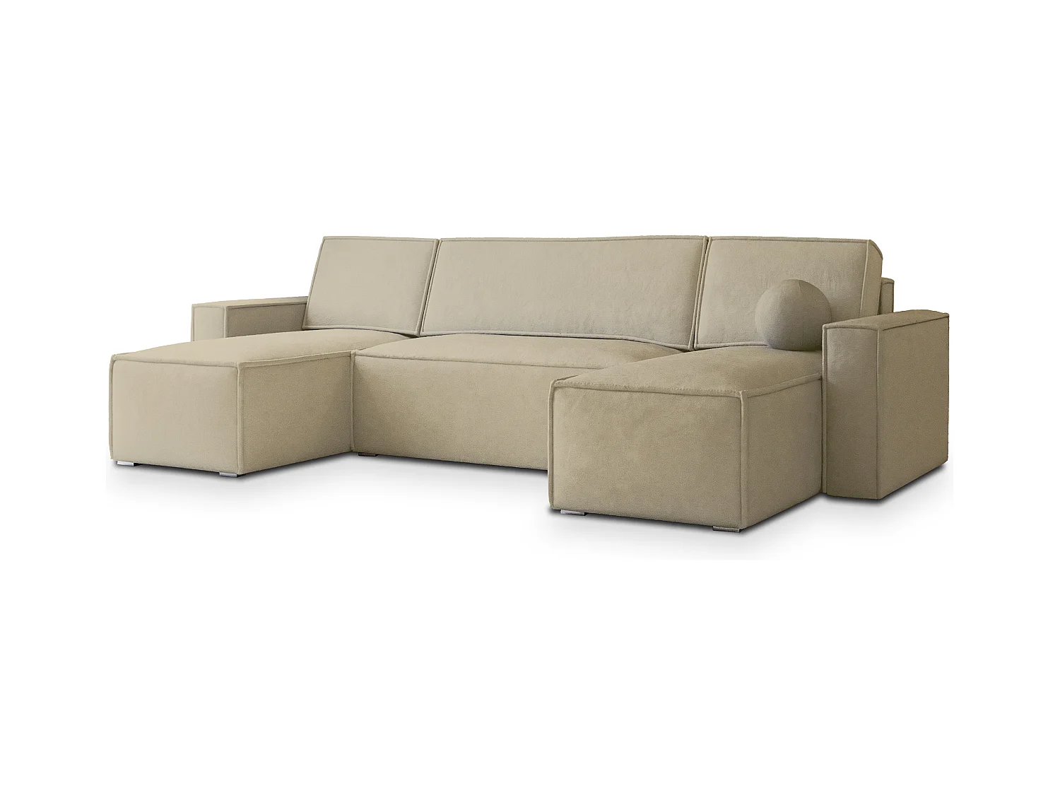 Canapé d'angle PESANO Crème en velours avec fonction de couchage