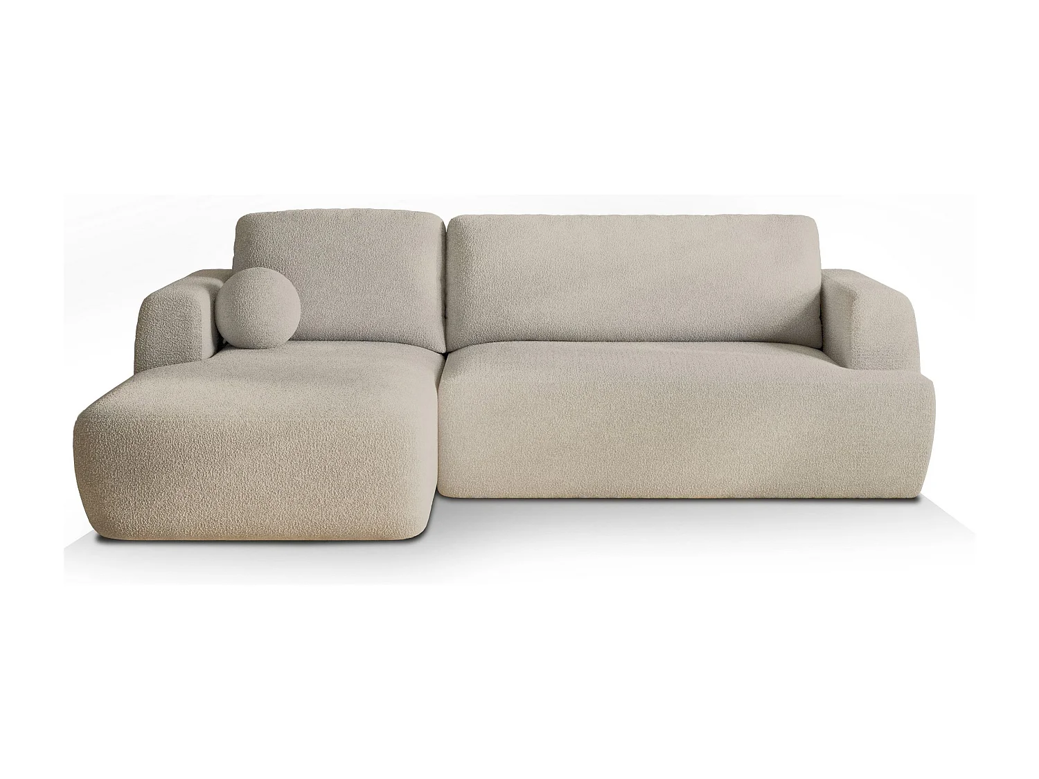 Canapé d'angle SENTI Crème en bouclé avec fonction de couchage