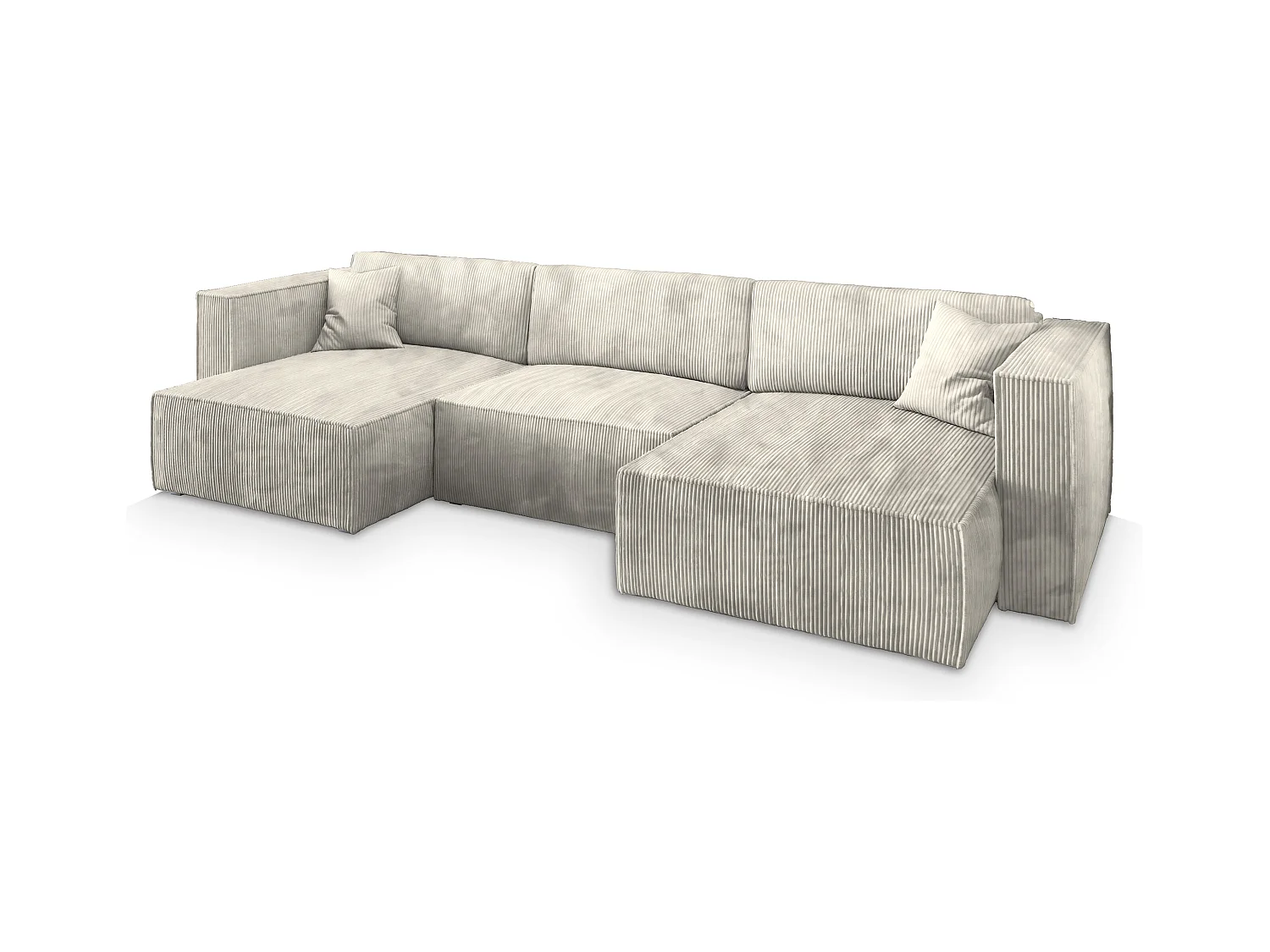 Canapé d'angle SARMO Crème en velours côtelé avec fonction de couchage