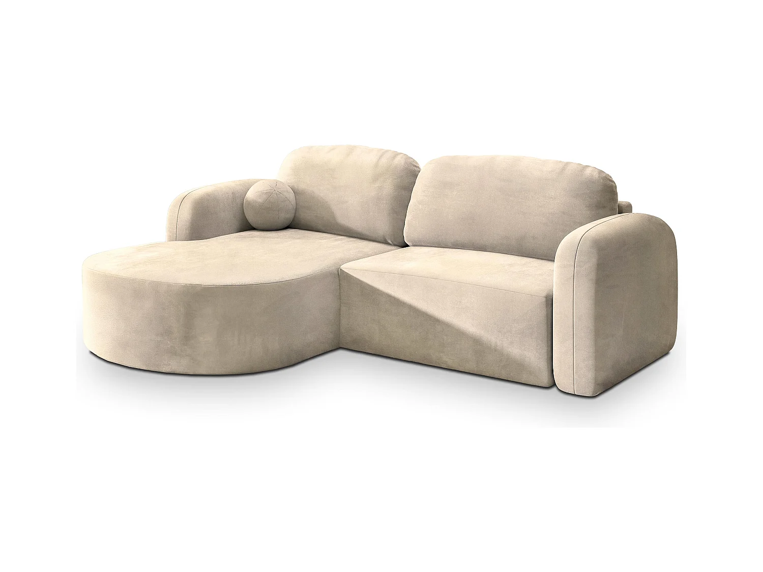 Canapé d'angle AMILIA Crème en velours avec fonction de couchage