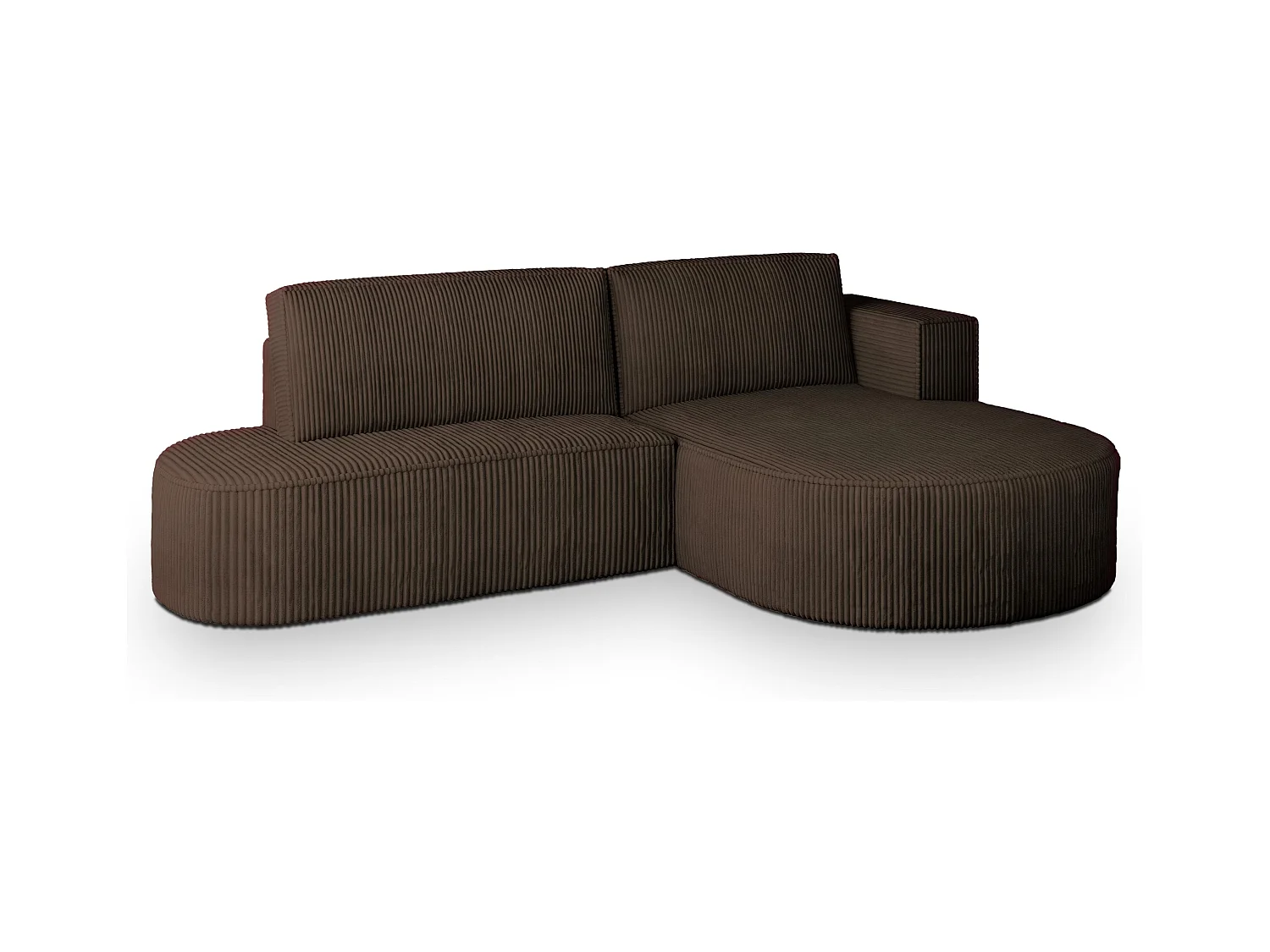 Canapé d'angle CORTIO Marron en velours côtelé avec fonction de couchage