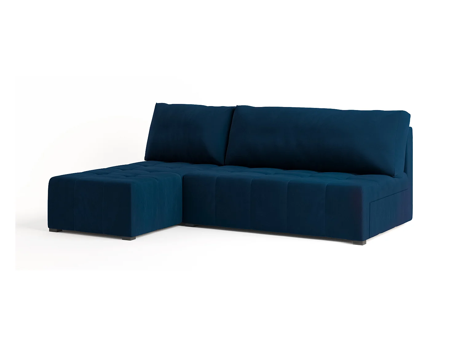 Canapé d'angle DOMIRA Bleu en peluche avec fonction de couchage