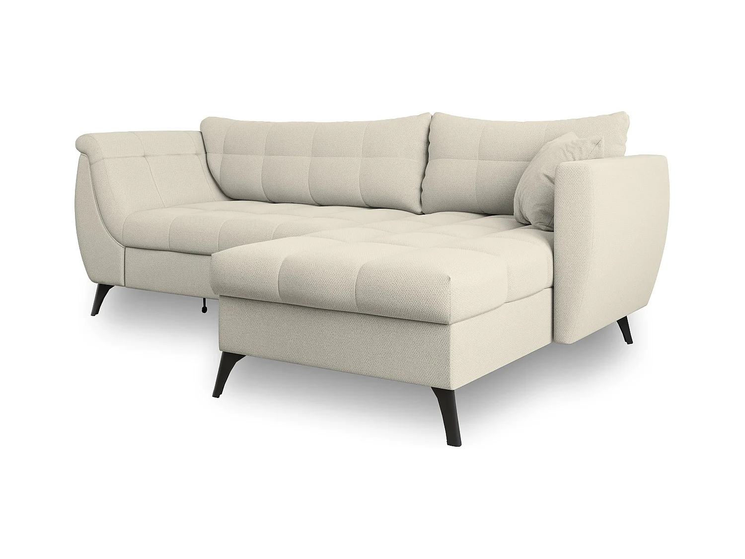 Canapé d'angle MOLLIS Crème en tissu texturé avec fonction de couchage