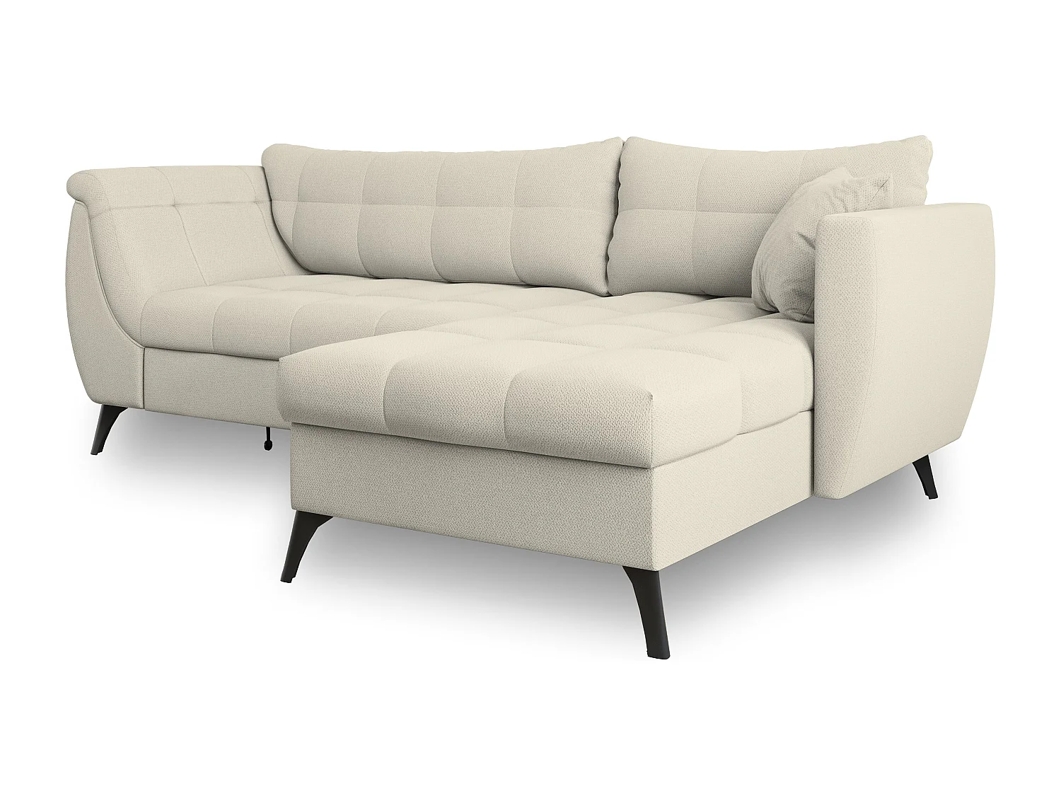 Canapé d'angle MOLLIS Crème en tissu texturé avec fonction de couchage