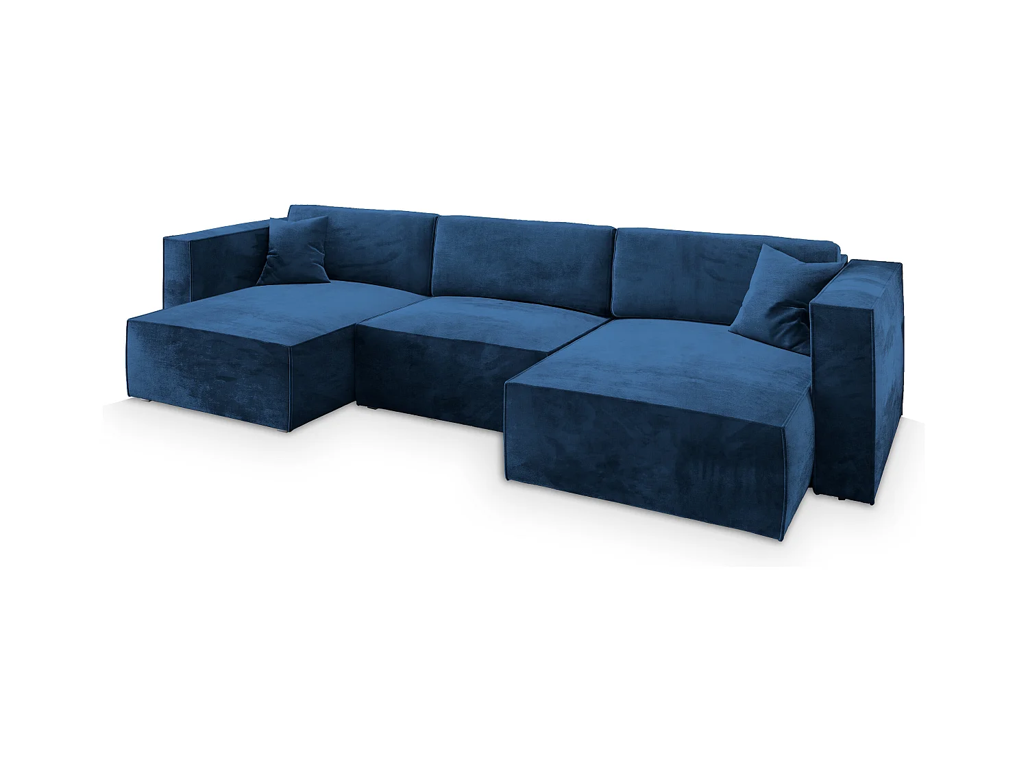 Canapé d'angle SARMO Bleu en velours avec fonction de couchage