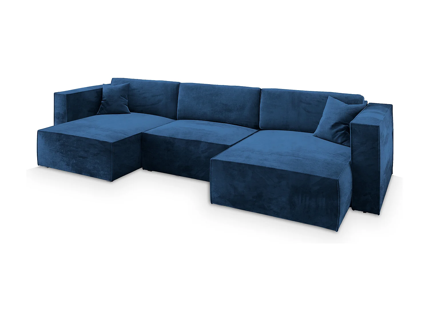 Canapé d'angle SARMO Bleu en velours avec fonction de couchage