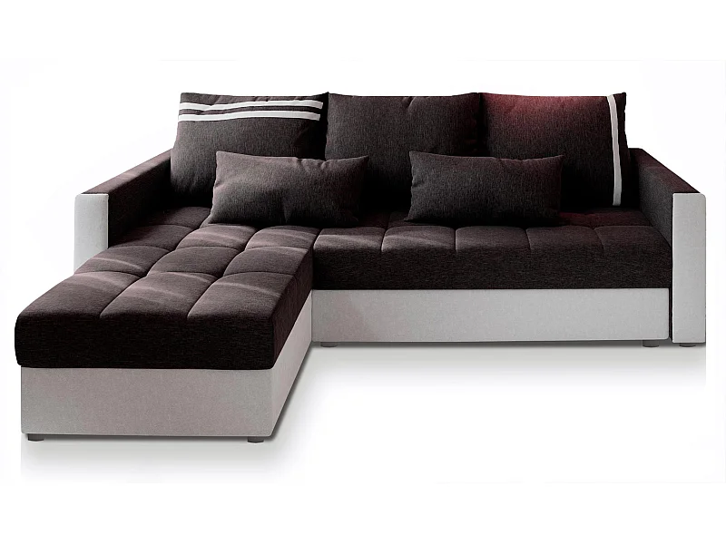 Canapé d'angle KOS PIK Gris en tissu texturé avec fonction de couchage