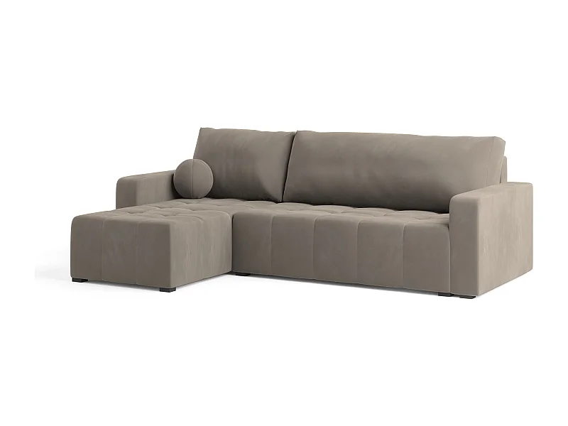 Canapé d'angle VOLIRA Beige en peluche avec fonction de couchage