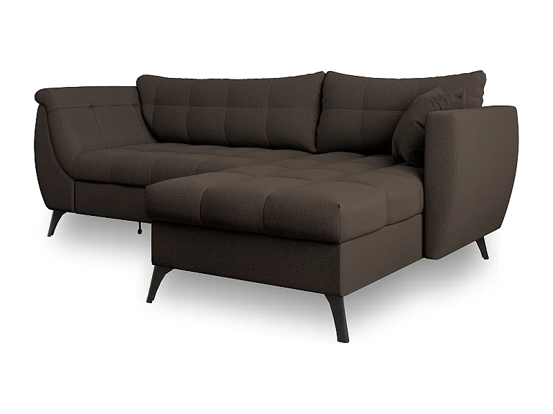 Canapé d'angle MOLLIS Marron en tissu texturé avec fonction de couchage