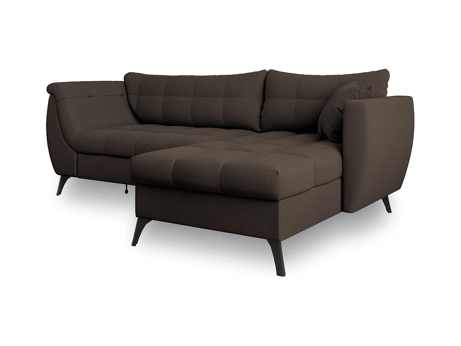 Canapé d'angle MOLLIS Marron en tissu texturé avec fonction de couchage