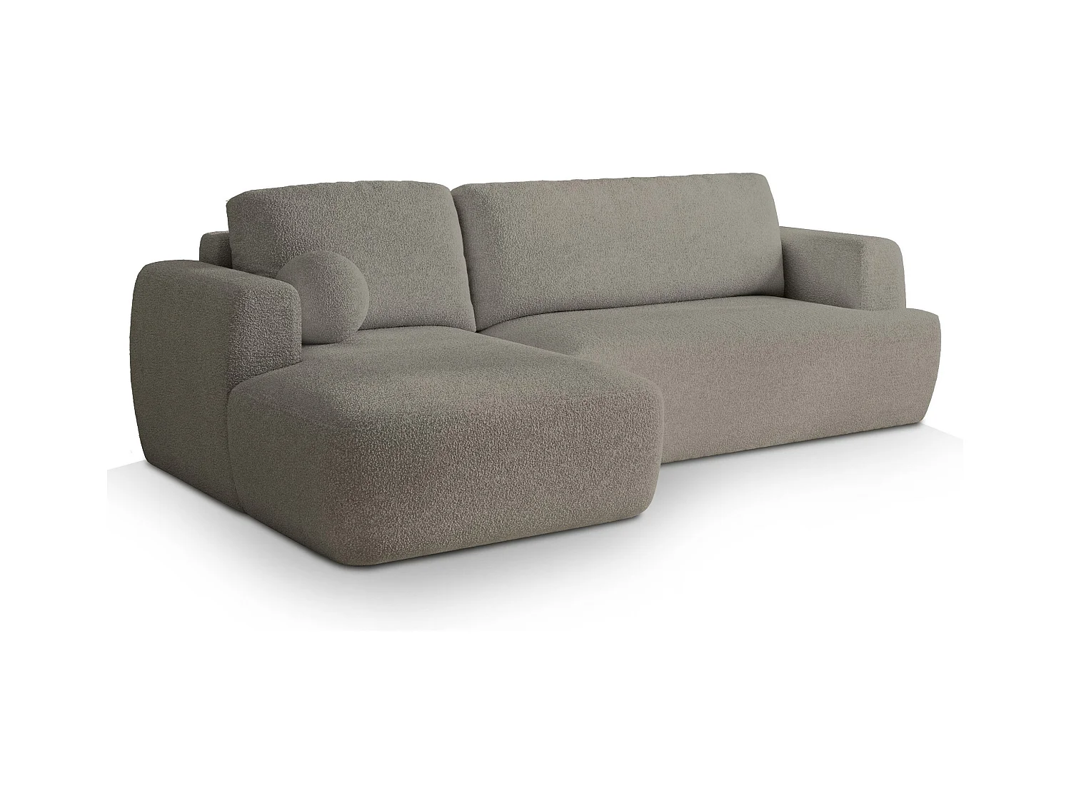 Canapé d'angle SENTI Gris clair en bouclé avec fonction de couchage
