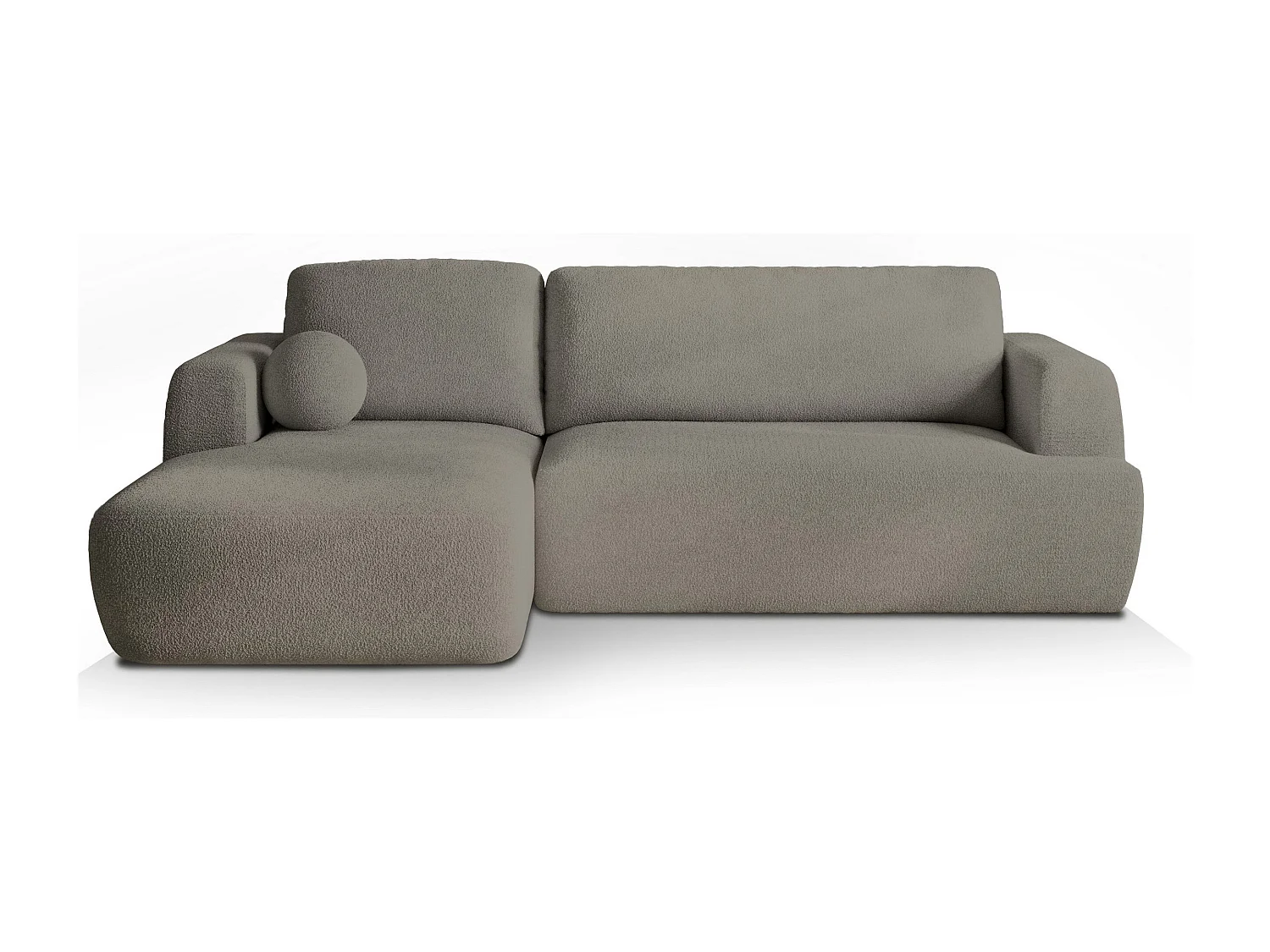 Canapé d'angle SENTI Gris clair en bouclé avec fonction de couchage