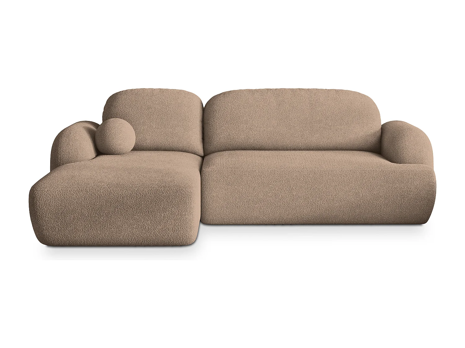 Canapé d'angle MODENZA Beige en bouclé avec fonction de couchage