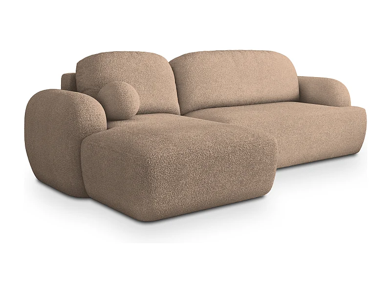 Hoekbank MODENZA van fluweel met slaapfunctie Beige