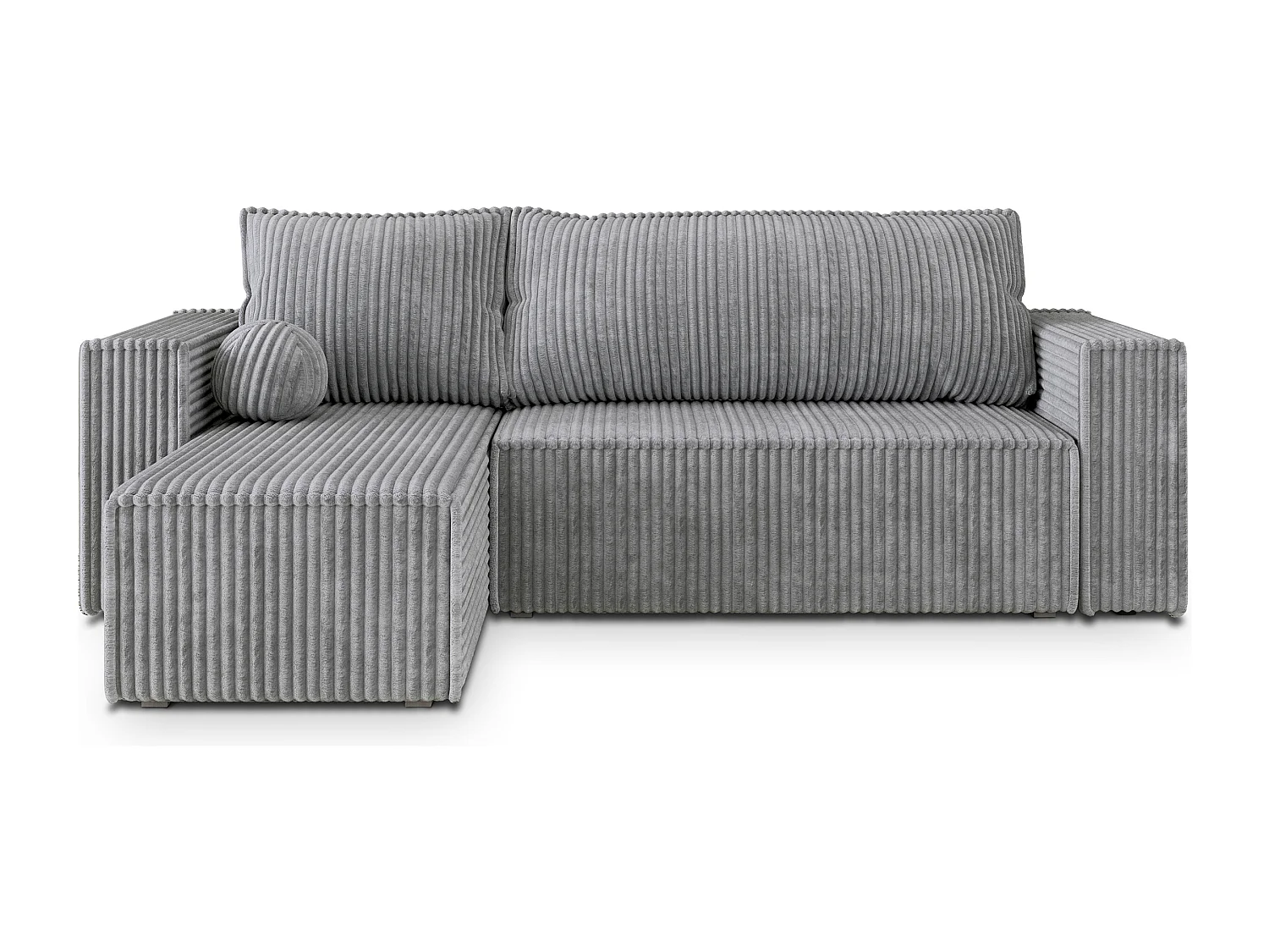 Hoekbank RAVELO van fluweel met slaapfunctie Hellgrau