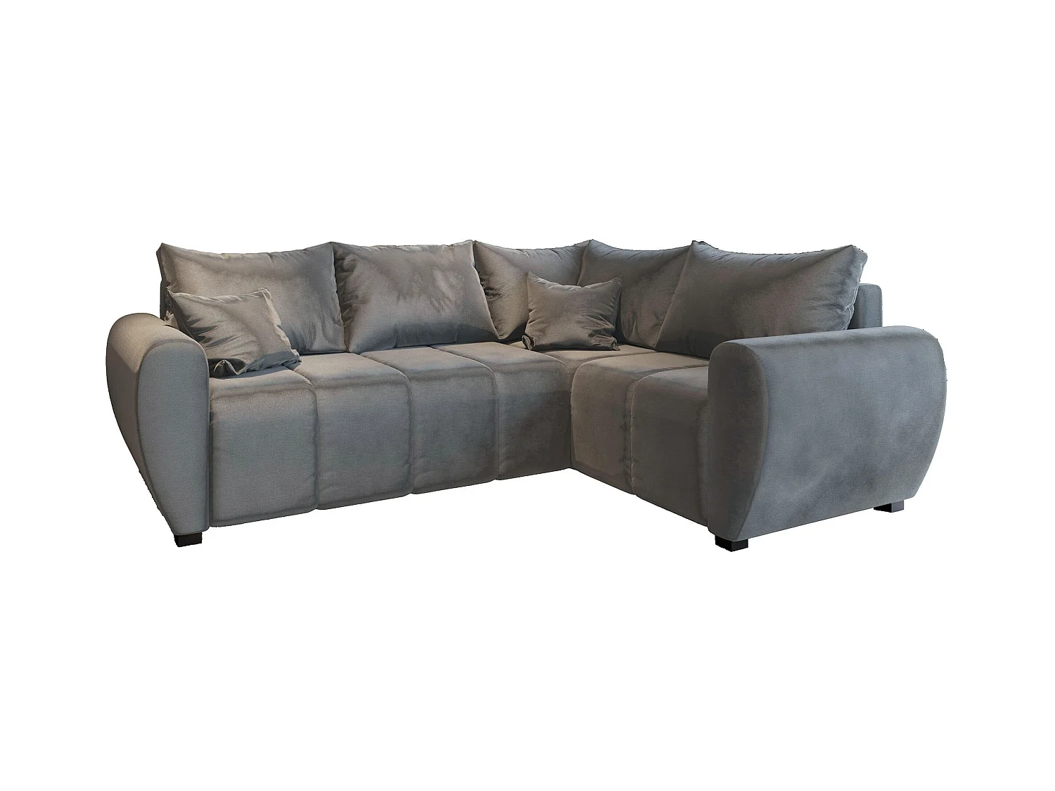 Canapé d'angle MADISON Gris clair en peluche avec fonction de couchage
